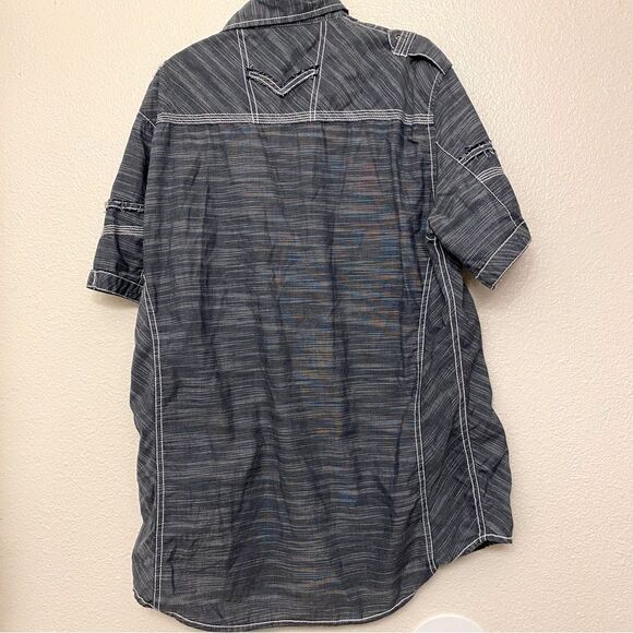 Buckle BKE black label standard fit shirt Short sleeve button up casual blue L - Picture 2 of 8